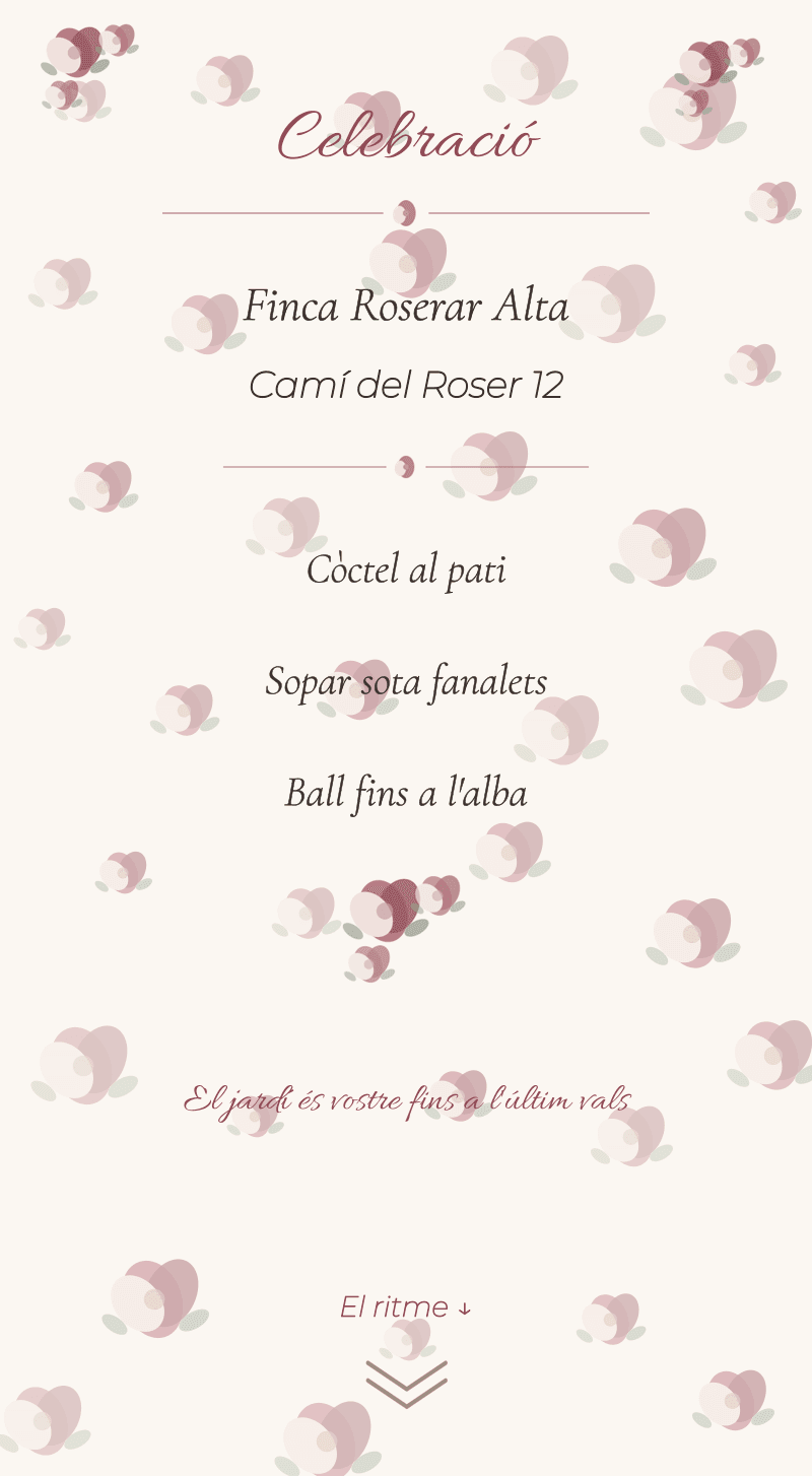 Casament — Roserar — Celebració