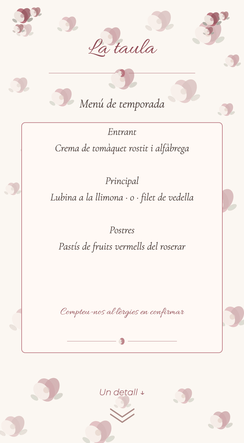 Casament — Roserar — La taula