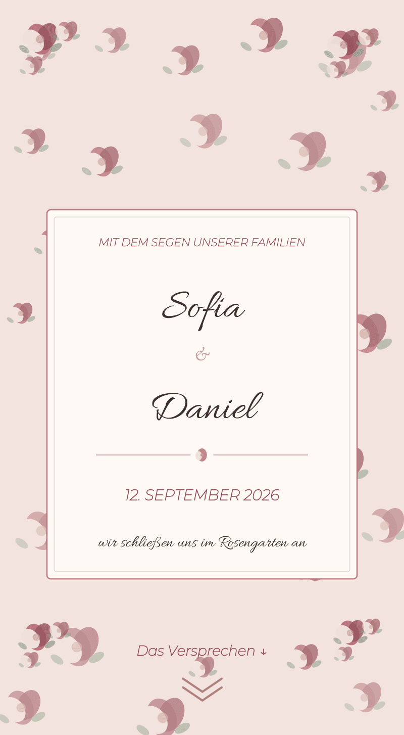 Hochzeit — Rosengarten — Titelseite