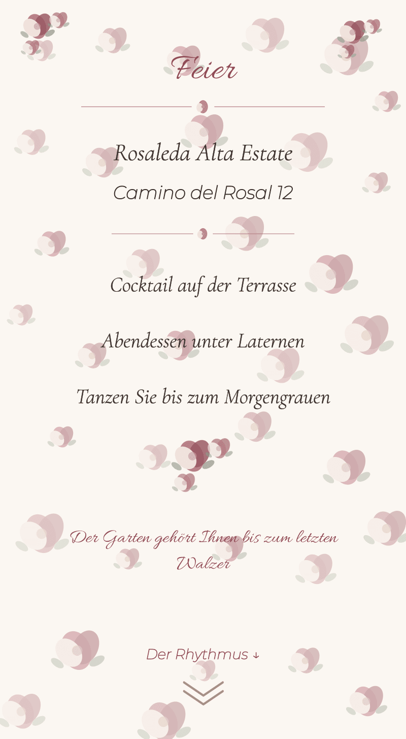 Hochzeit — Rosengarten — Feier