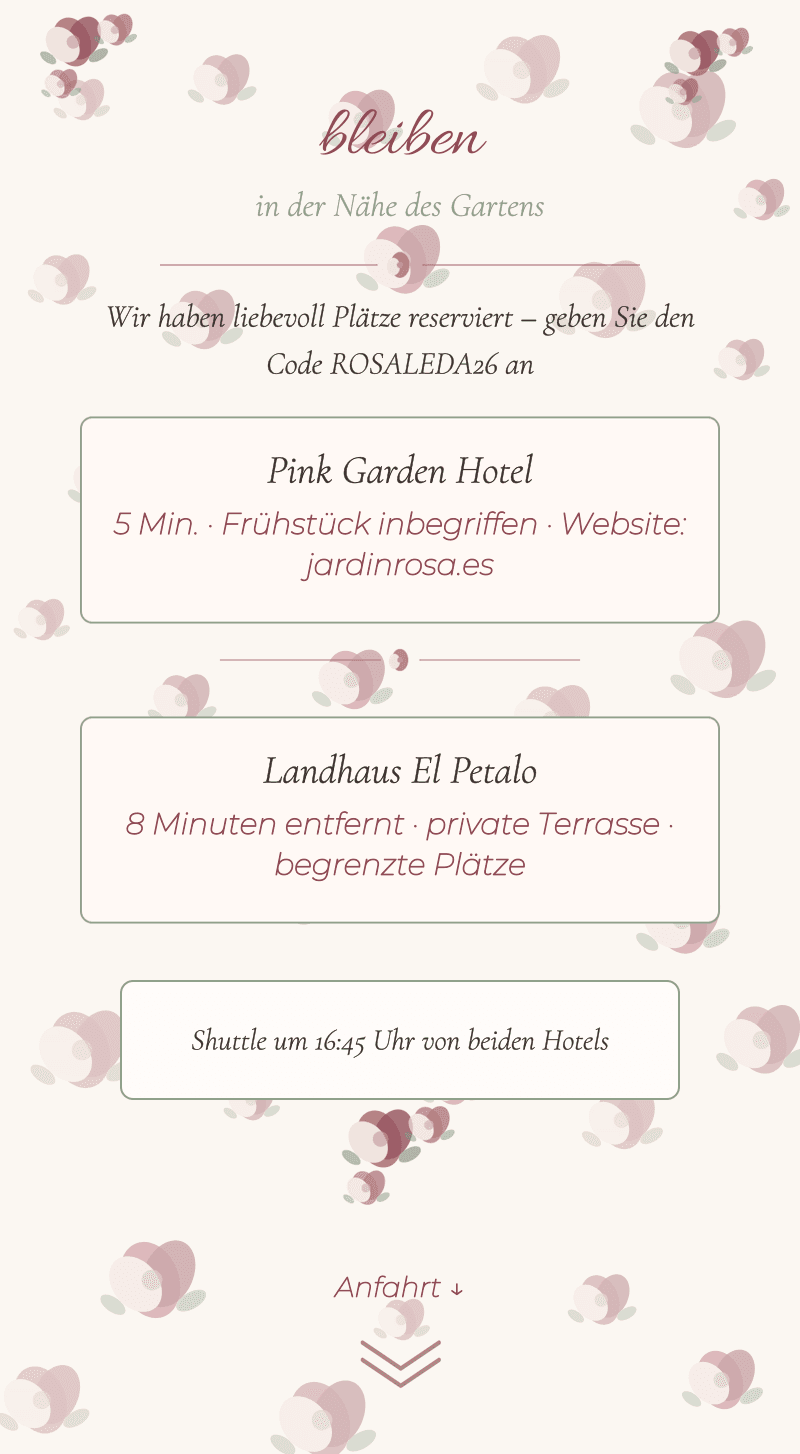 Hochzeit — Rosengarten — Bleibt über Nacht