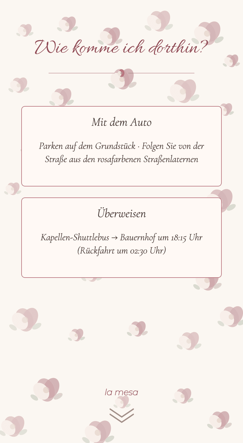 Hochzeit — Rosengarten — Anfahrt
