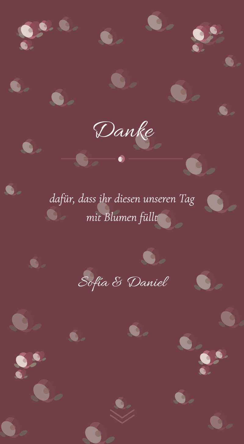 Hochzeit — Rosengarten — Danke