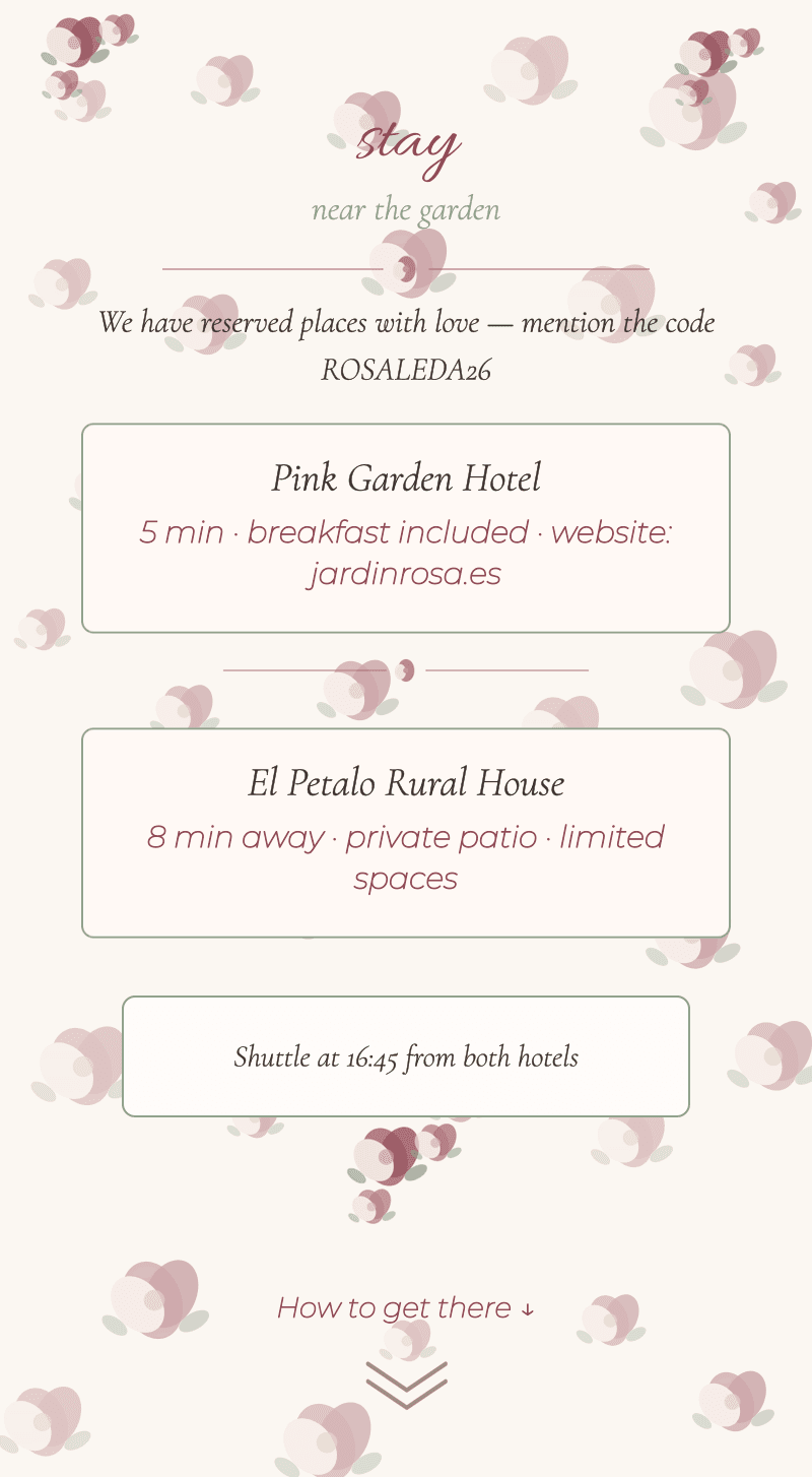 Wedding — Rose Garden — Stay over