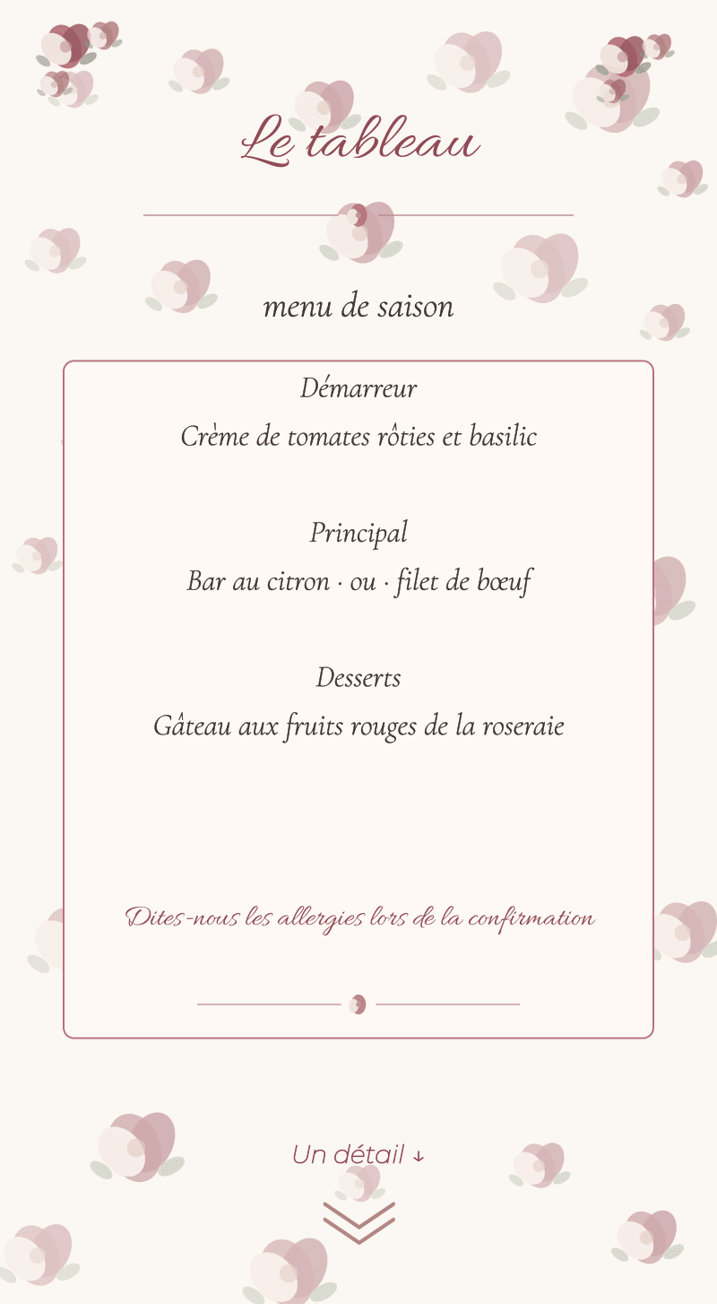 Mariage — Roseraie — La table