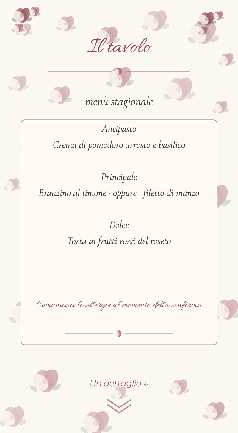 Matrimonio — Roseto — La tavola
