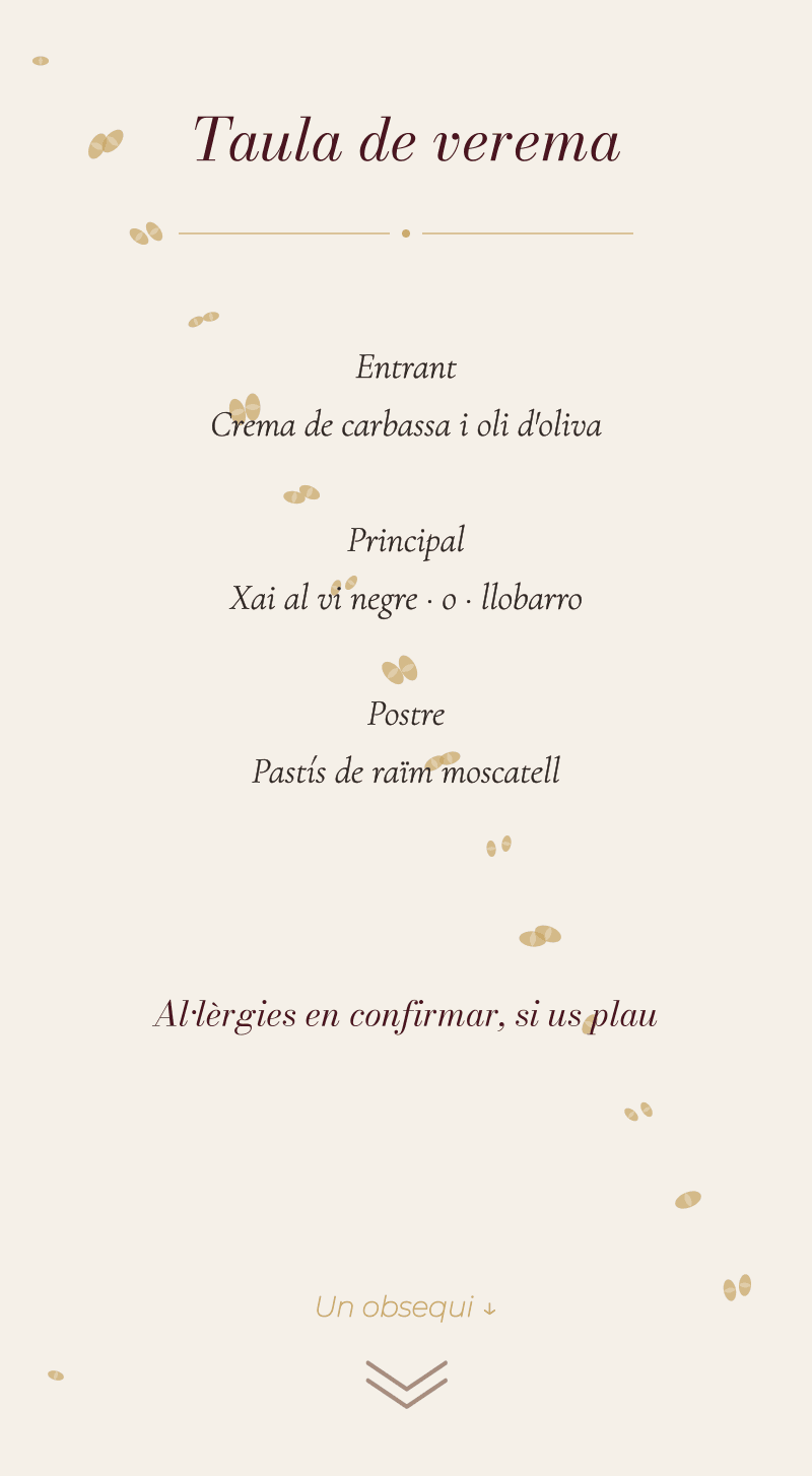 Casament — Vinyet — Taula de verema