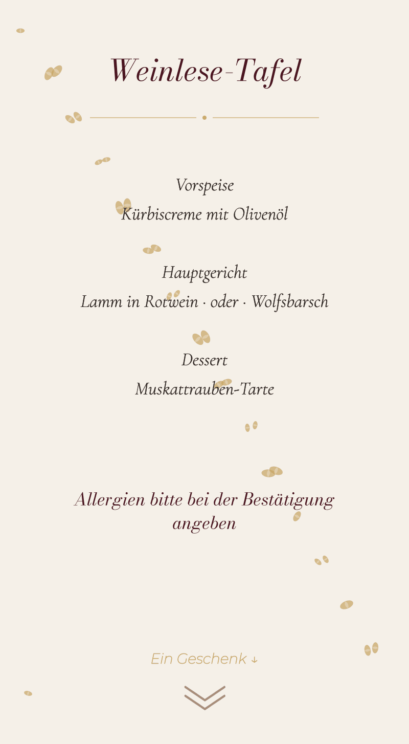 Hochzeit — Weinberg — Weinlesetafel