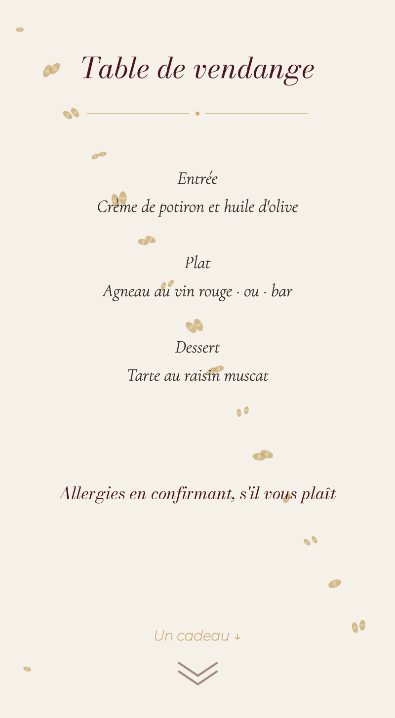 Mariage — Vignoble — Table de vendange
