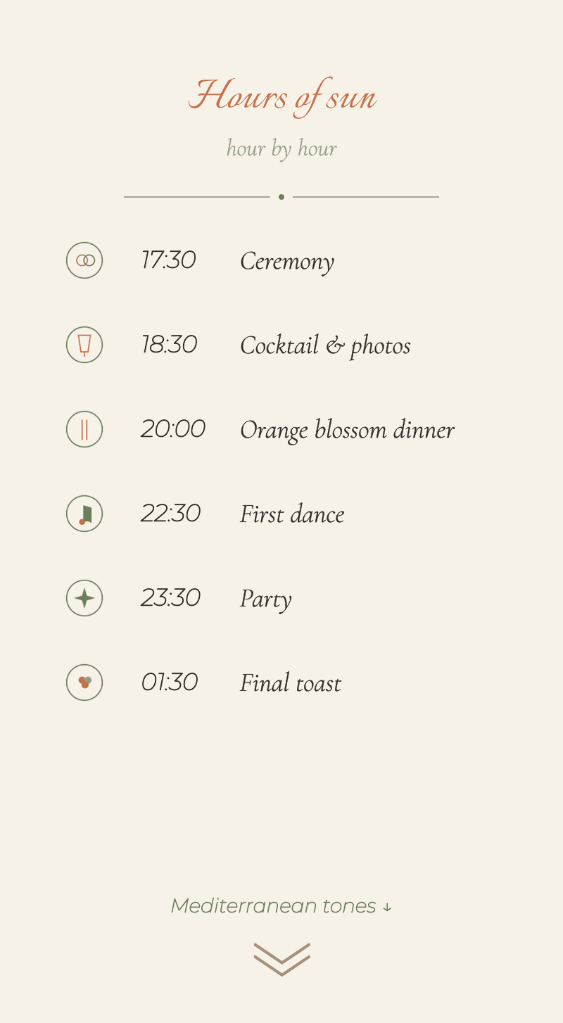 Wedding — Orange Blossom — Hours of sun