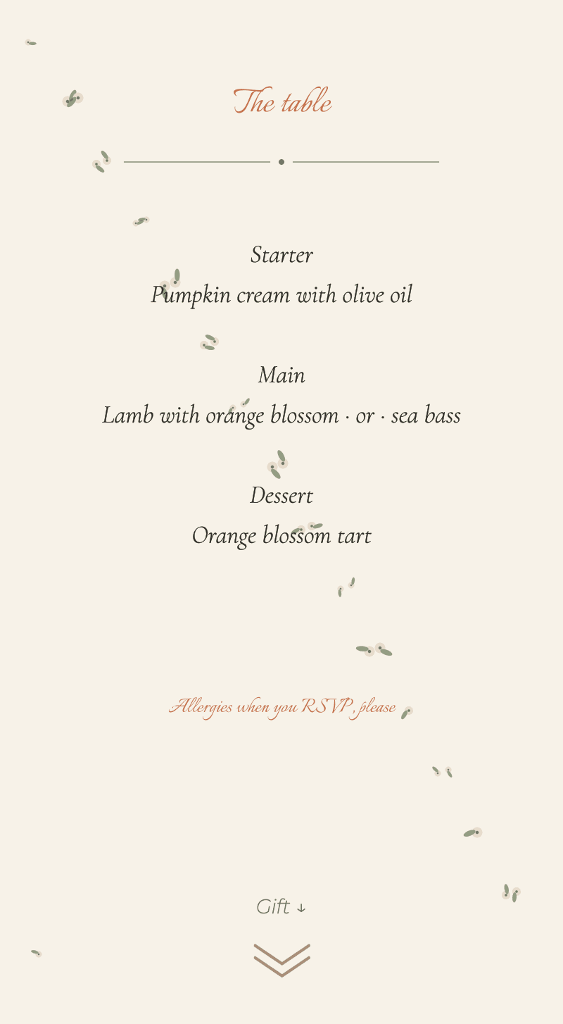 Wedding — Orange Blossom — The table