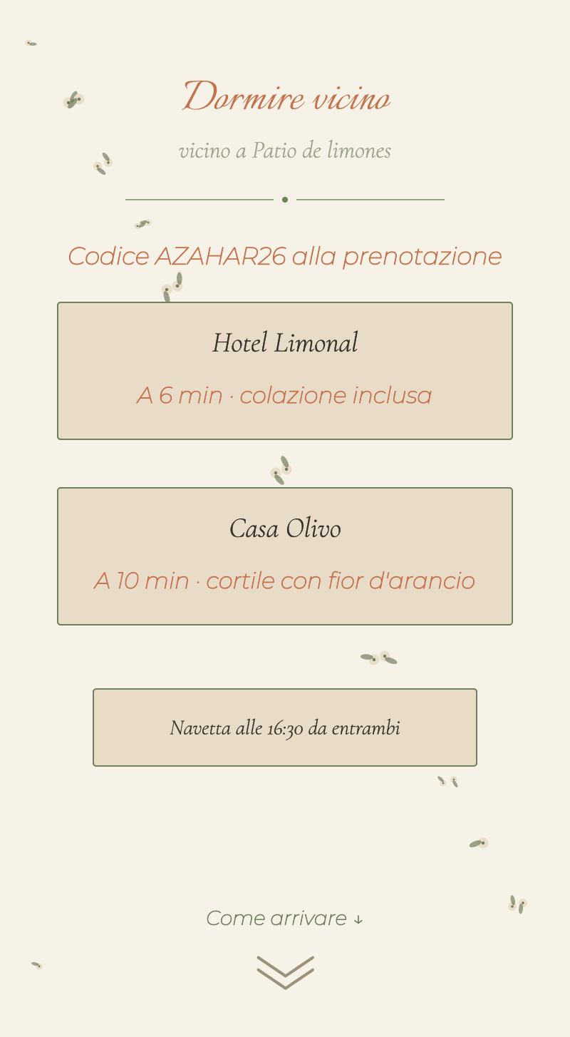 Matrimonio — Zagara — Dormire vicino