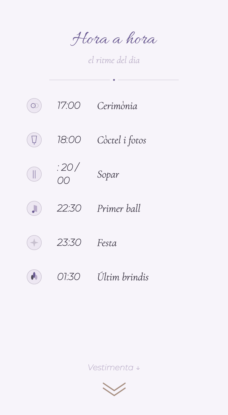 Casament — Lavanda — Hora a hora