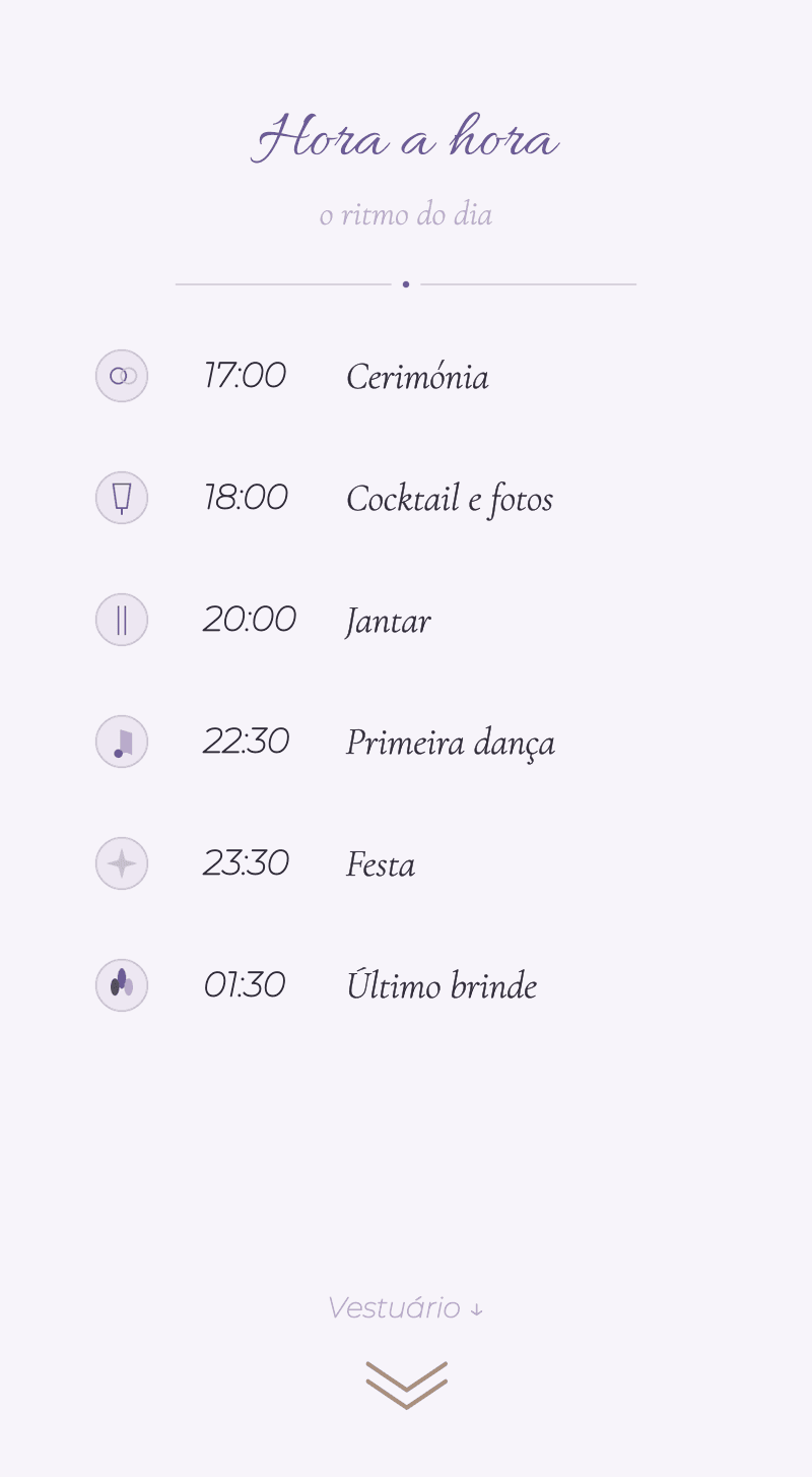 Casamento — Lavanda — Hora a hora