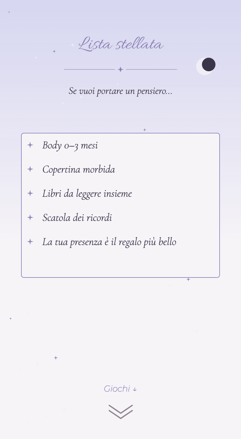 Baby Shower — Luna di Miele — Lista stellata
