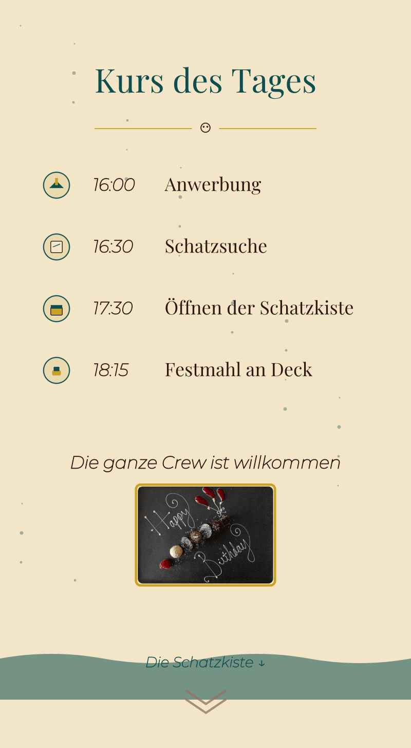 Geburtstag — Piraten — Kurs des Tages