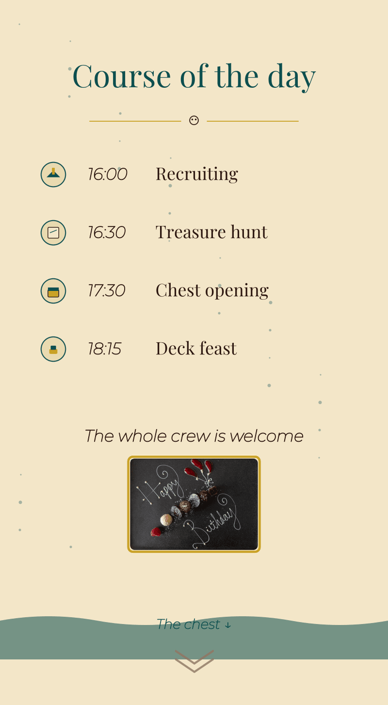 Birthday — Pirates — Course of the day