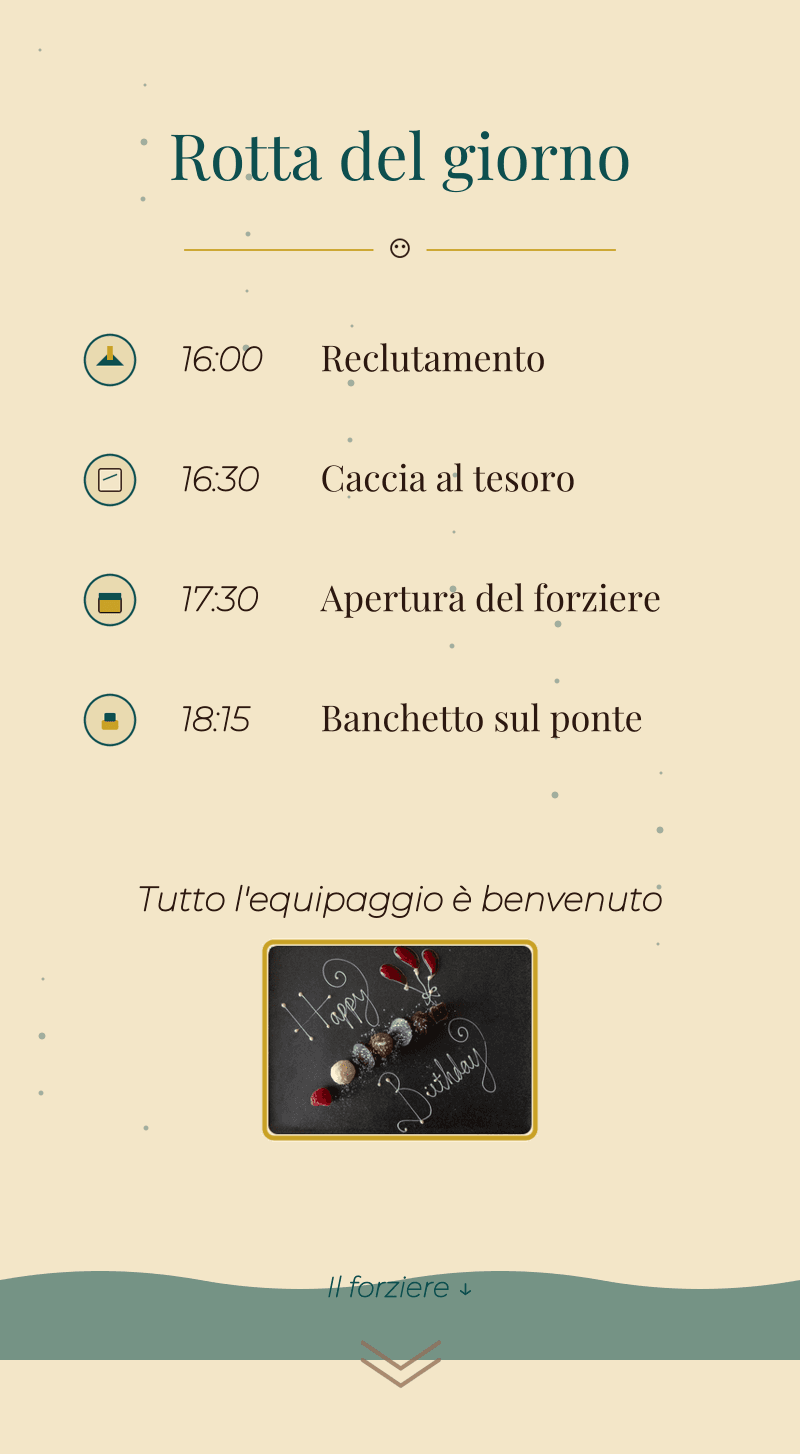 Compleanno — Pirati — Rotta del giorno