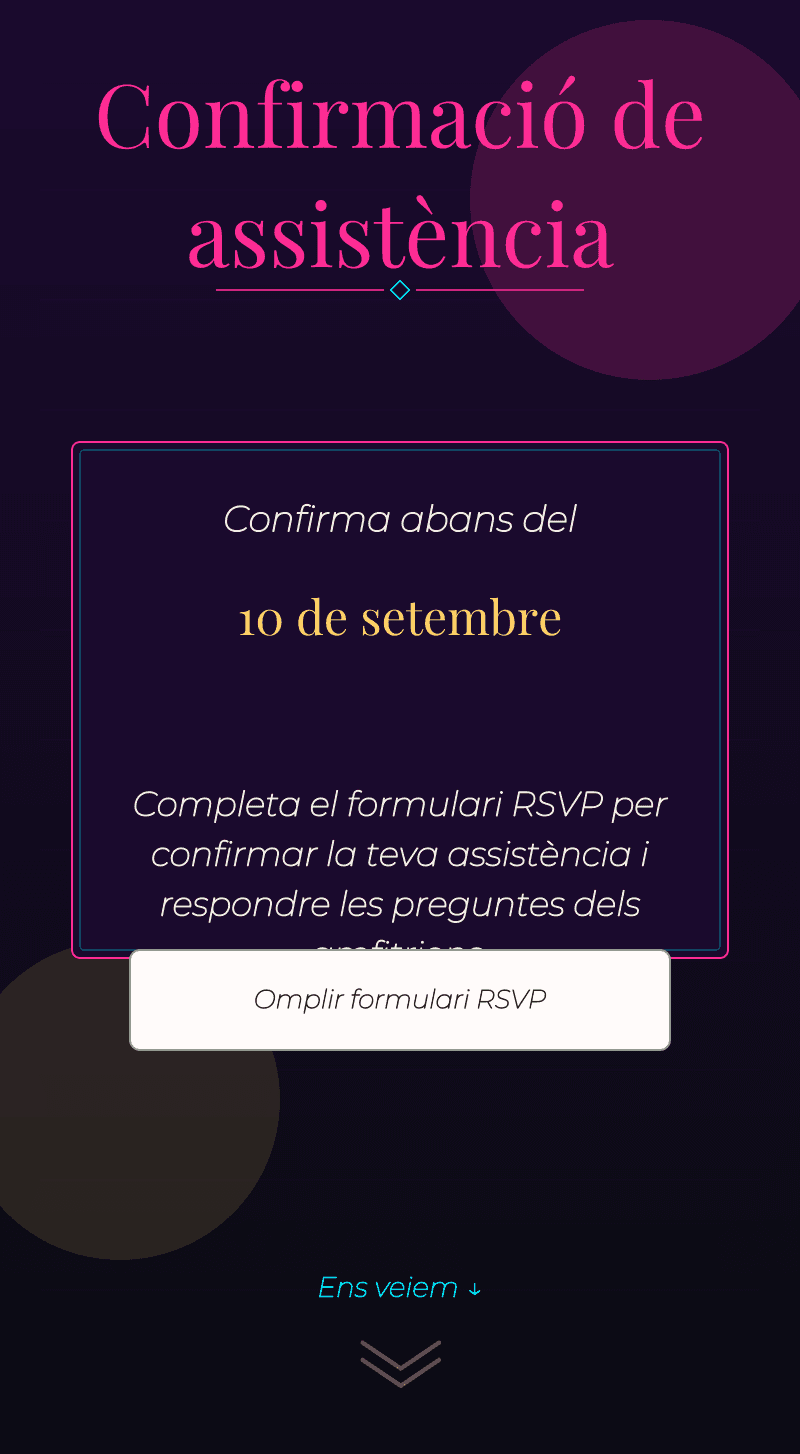 Aniversari — Nit Neó — Confirma l'assistència