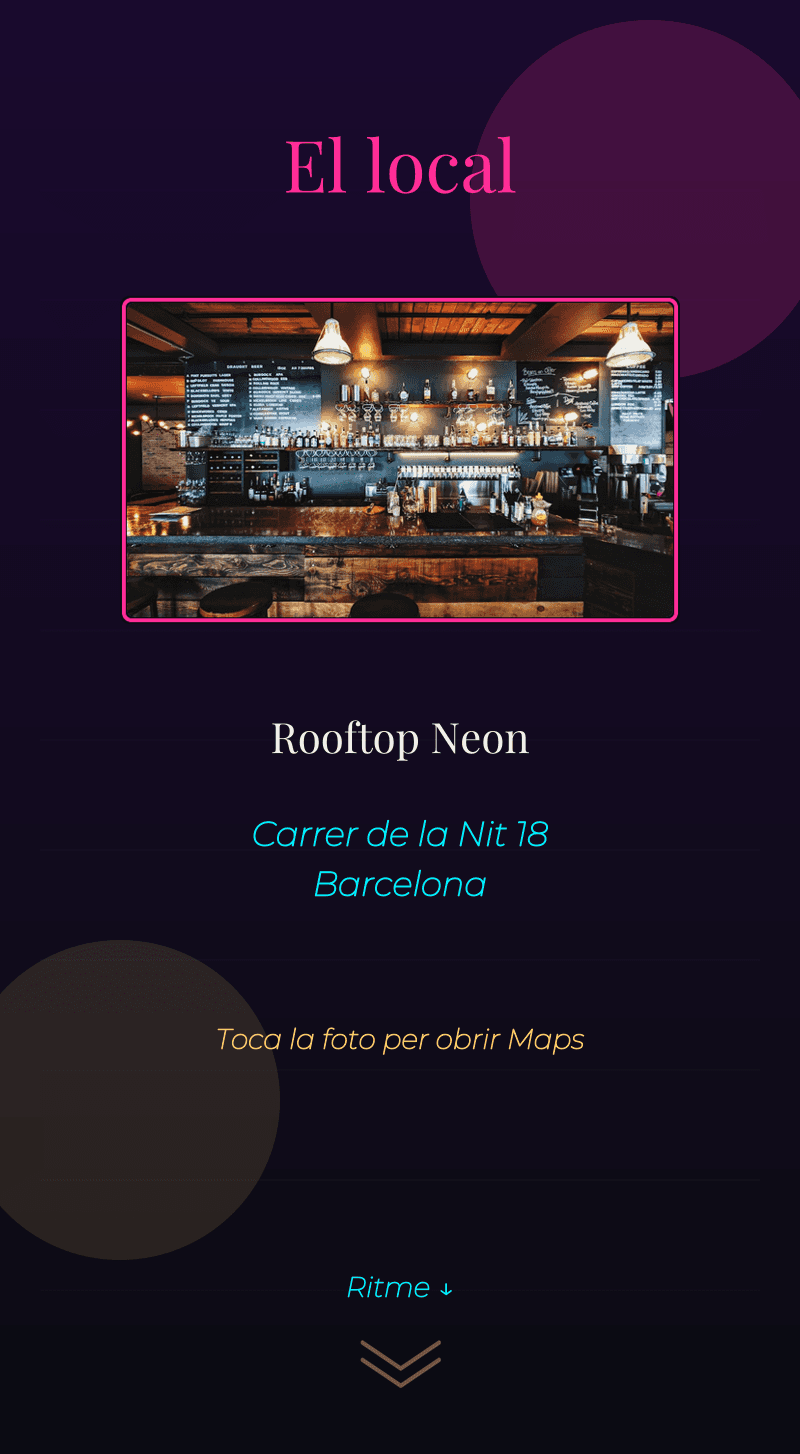 Aniversari — Nit Neó — El local