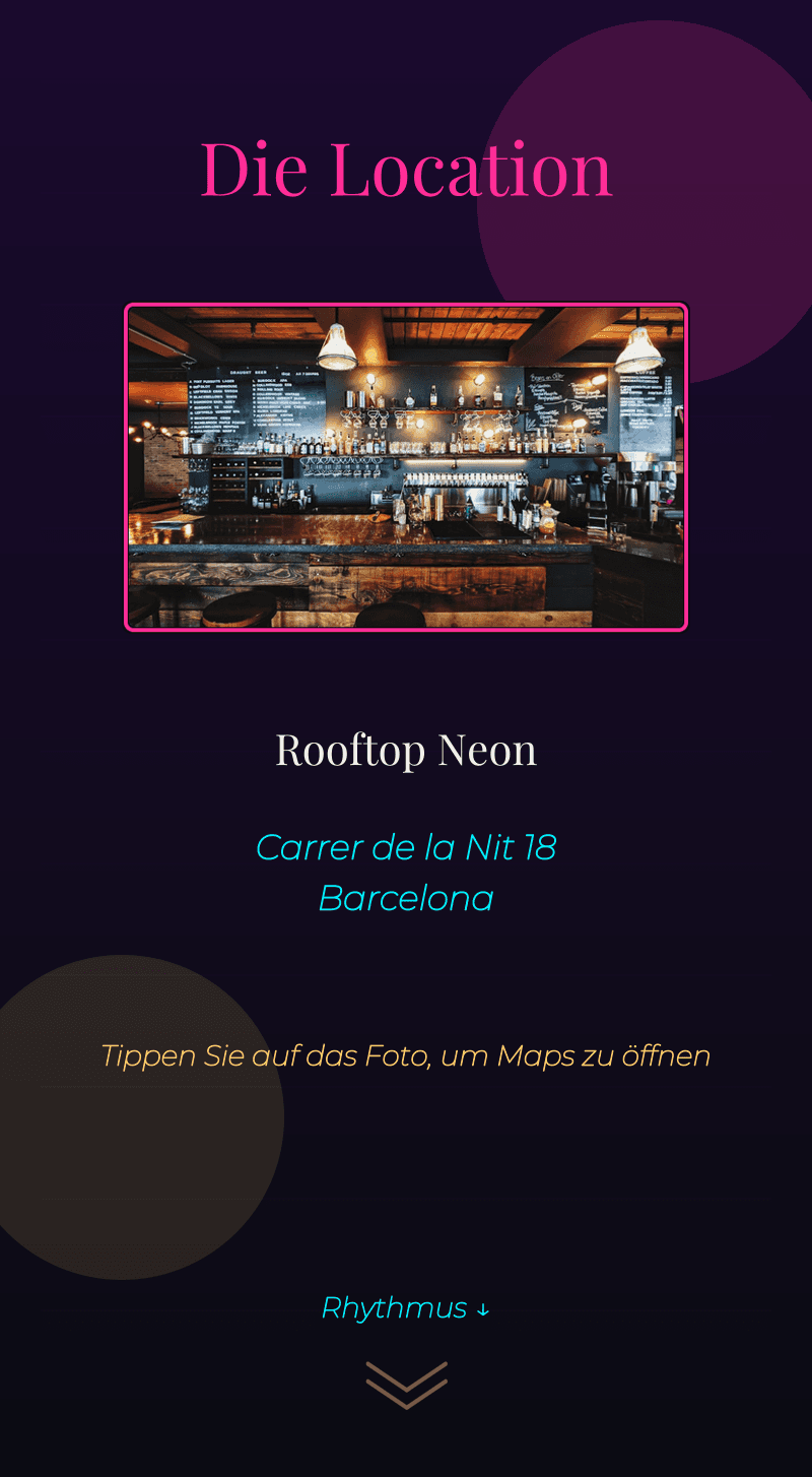 Geburtstag — Neon-Nacht — Die Location
