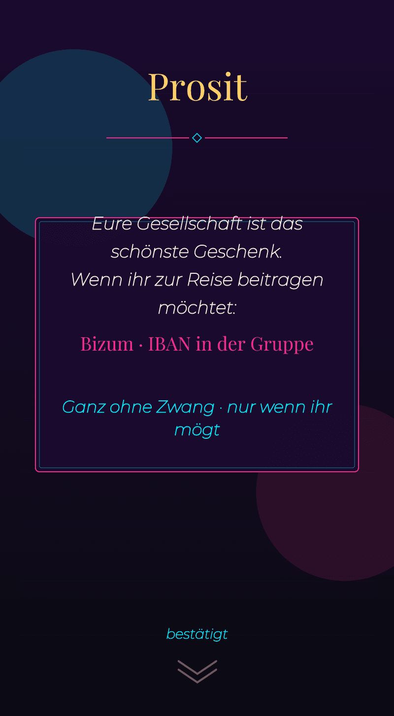 Geburtstag — Neon-Nacht — Details zum Toast