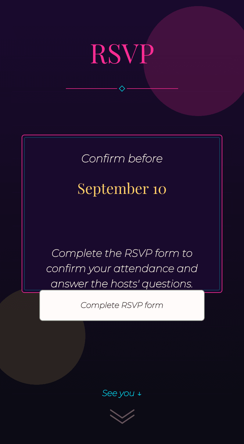 Birthday — Neon Night — Confirm attendance