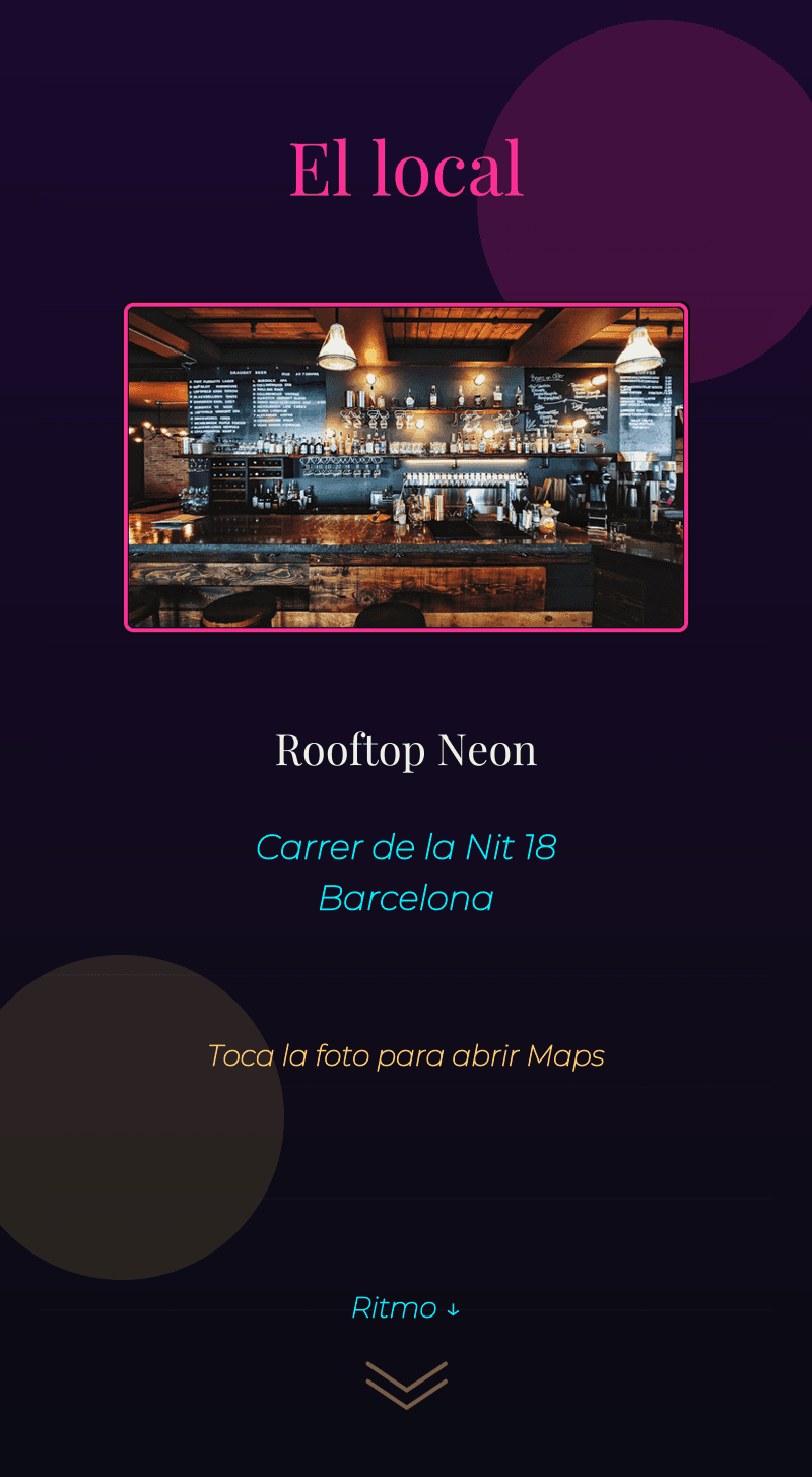 Cumple — Neon Noche — El local