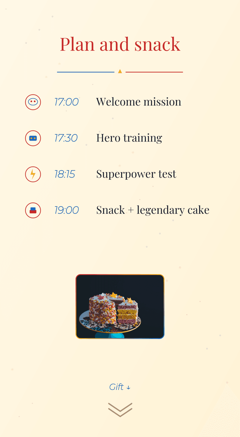 Birthday — Superhero — Plan and snack