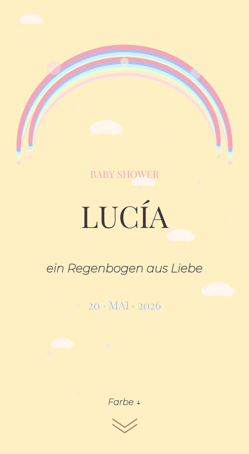 Baby Shower — Pastell-Regenbogen — Titelseite