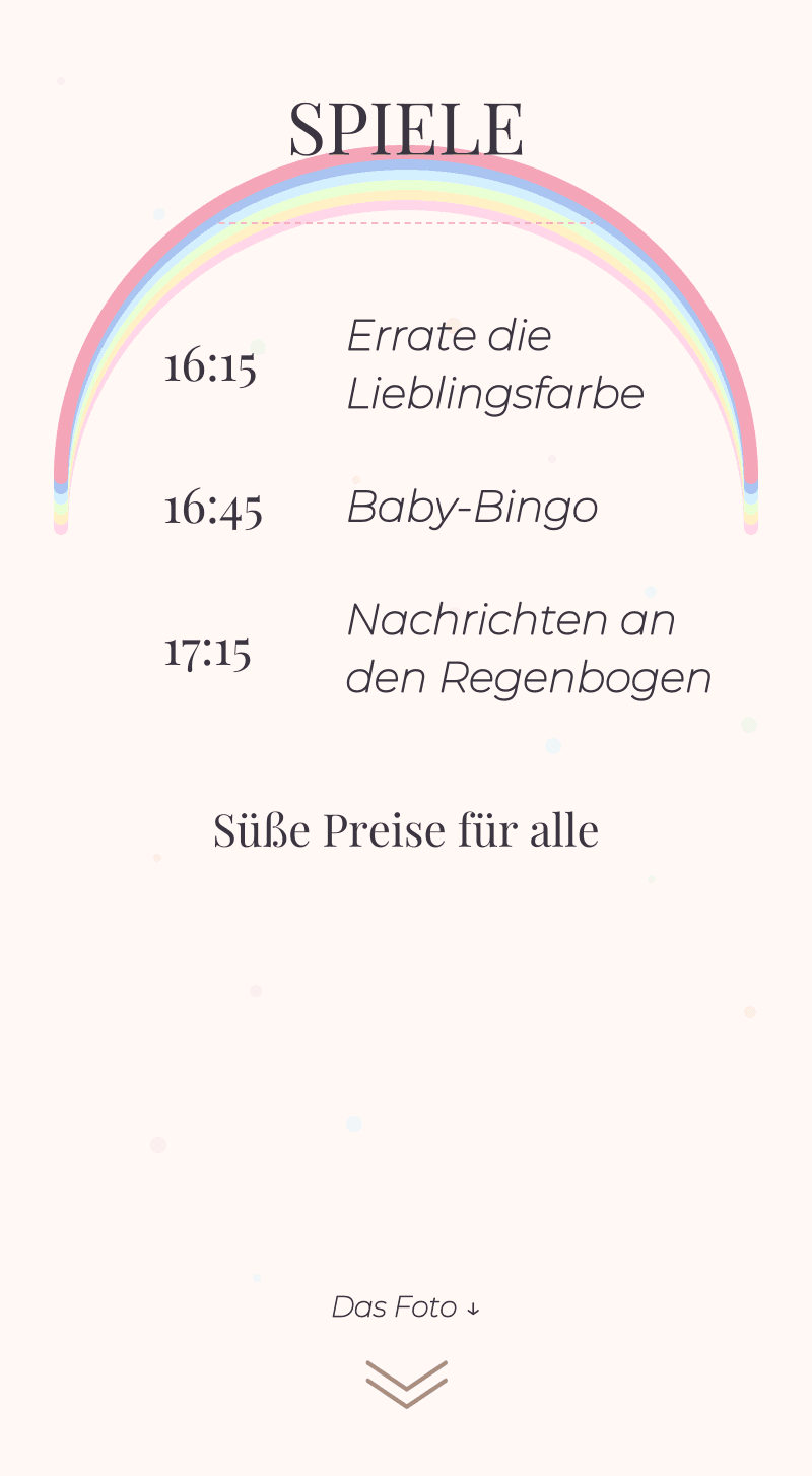 Baby Shower — Pastell-Regenbogen — Spiele