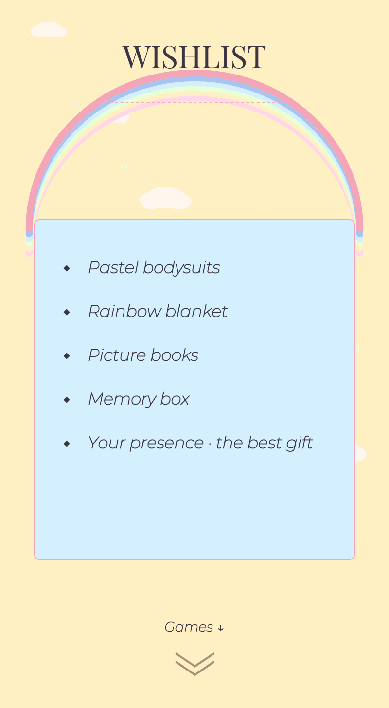 Baby Shower — Pastel Rainbow — Wishlist