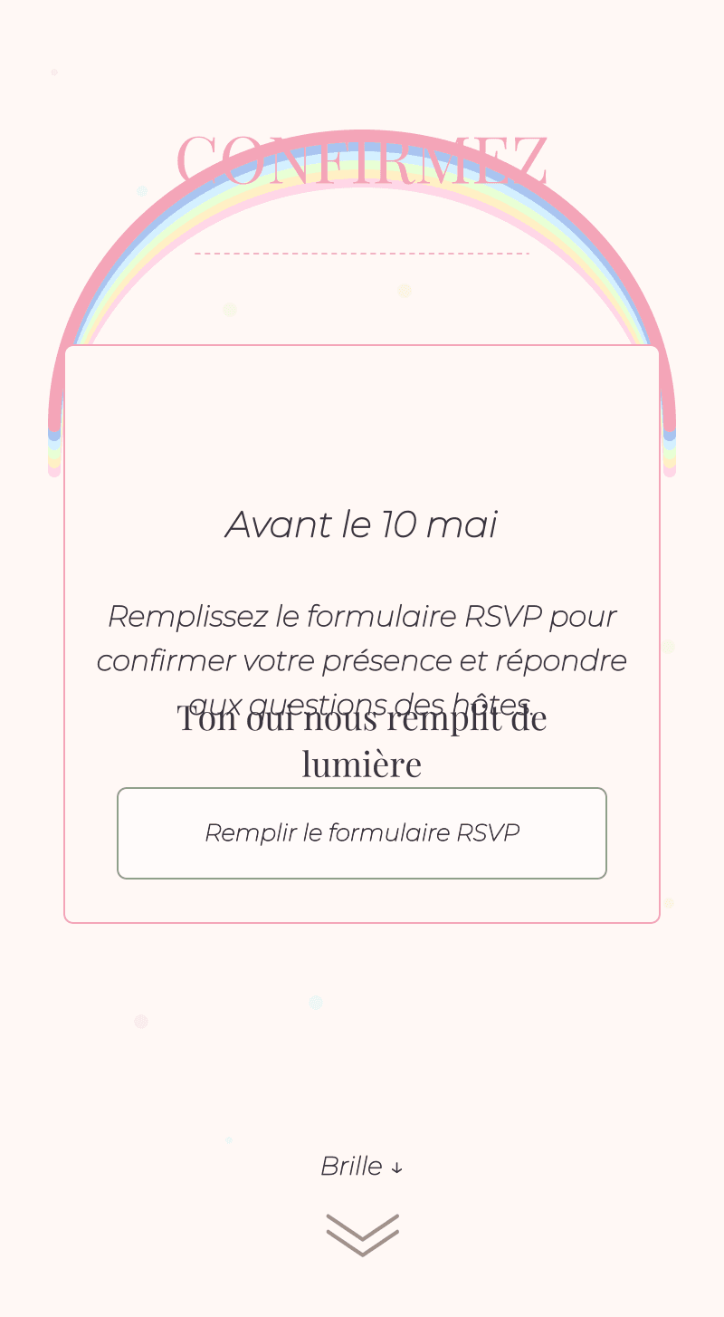 Baby Shower — Arc-en-ciel Pastel — Confirmez