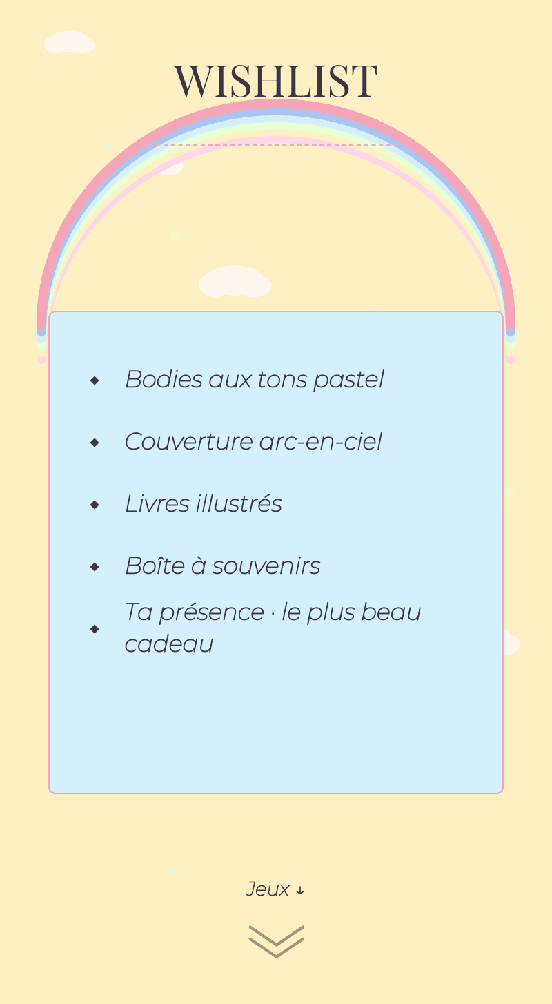 Baby Shower — Arc-en-ciel Pastel — Wishlist