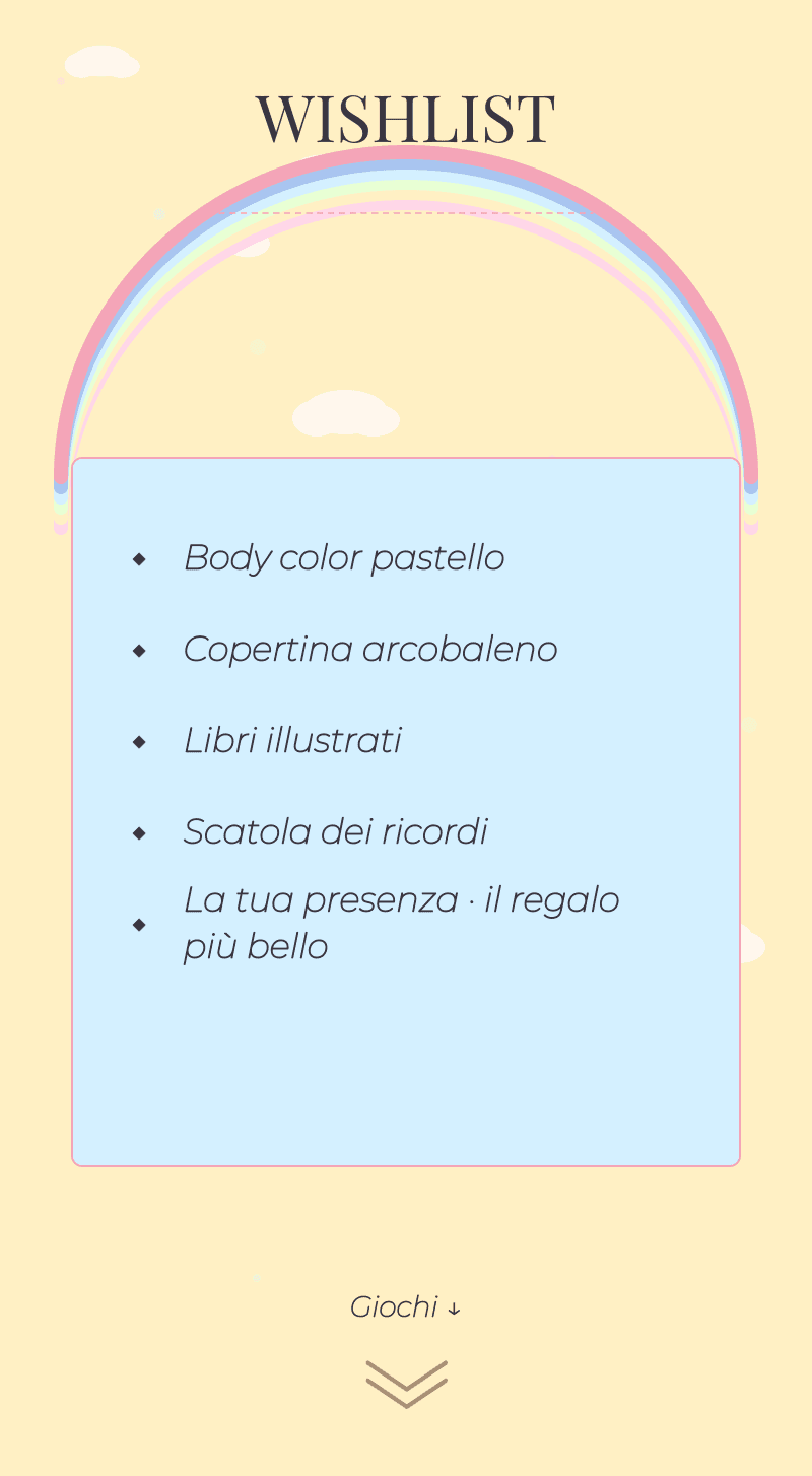 Baby Shower — Arcobaleno Pastello — Wishlist