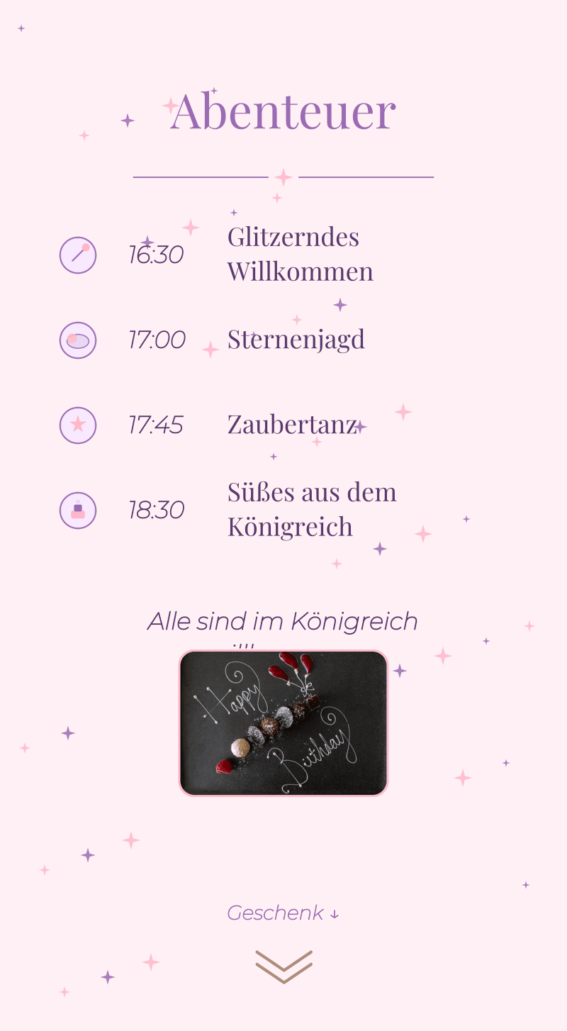 Geburtstag — Einhorn — Ablauf und Snack