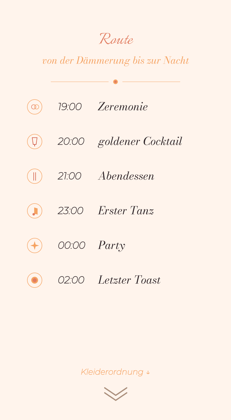 Hochzeit – Sonnenuntergang — Ablauf