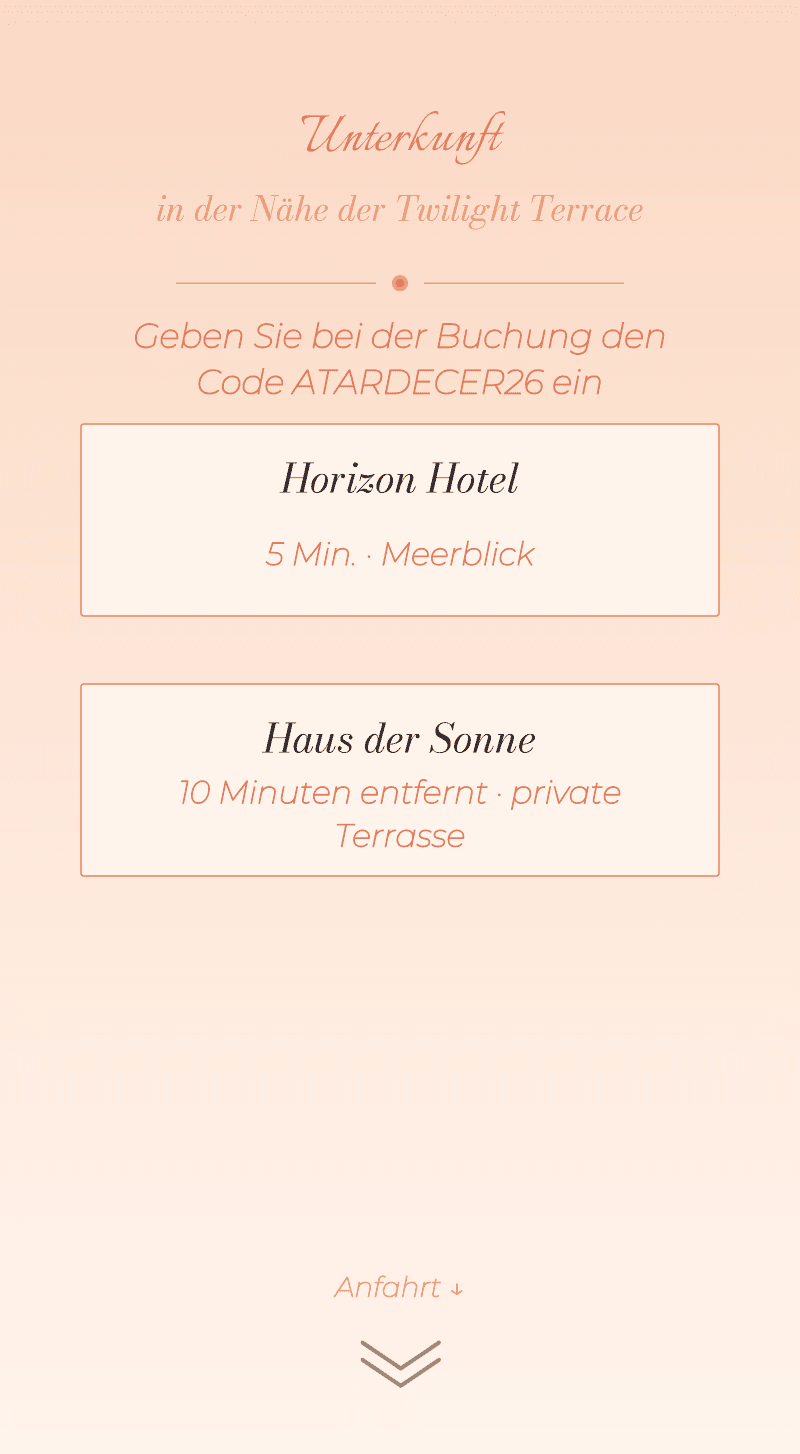 Hochzeit – Sonnenuntergang — Unterkunft