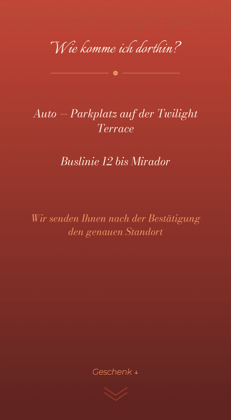 Hochzeit – Sonnenuntergang — Anfahrt