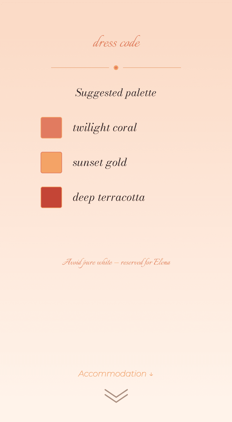 Wedding — Sunset — Dress code