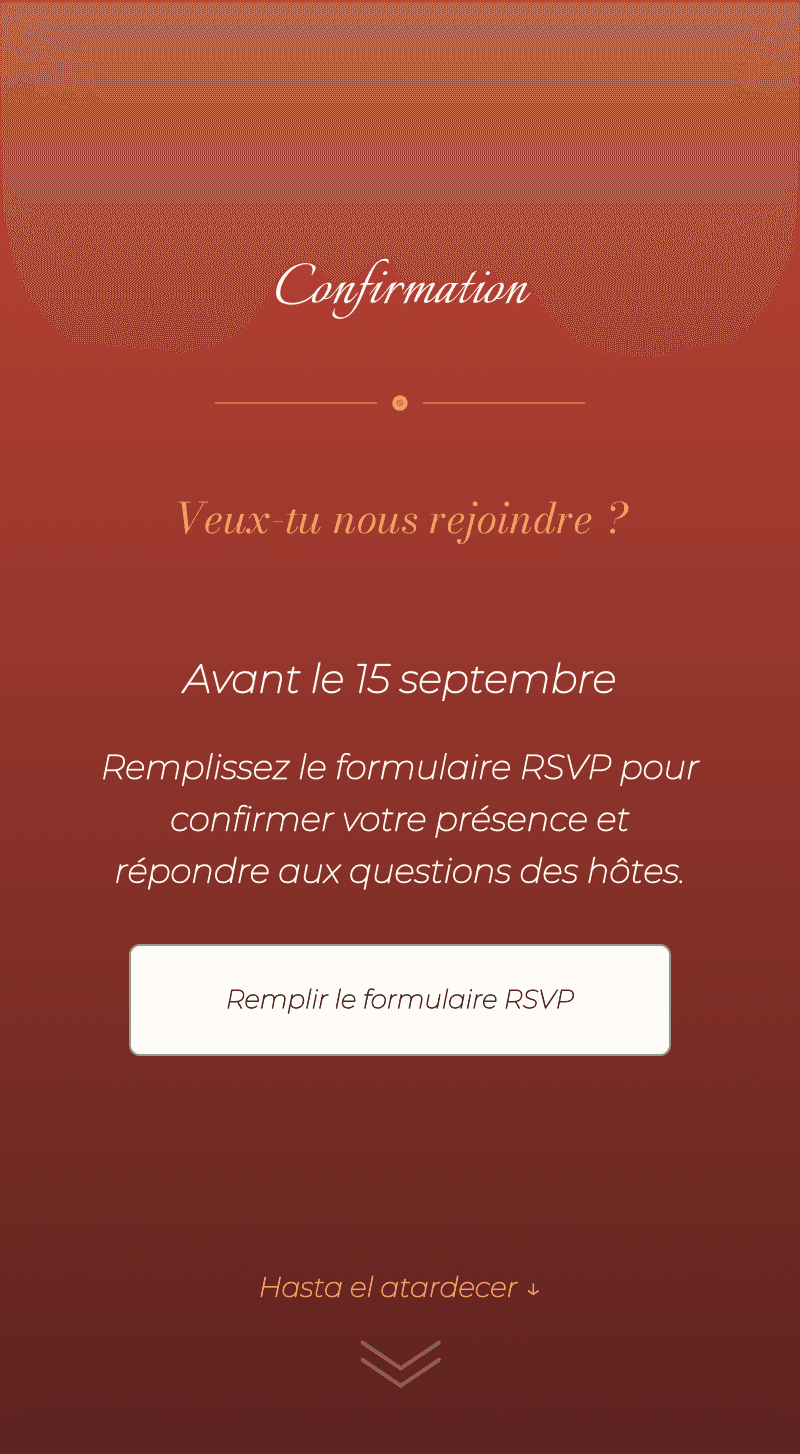 Mariage — Coucher de soleil — Confirmation