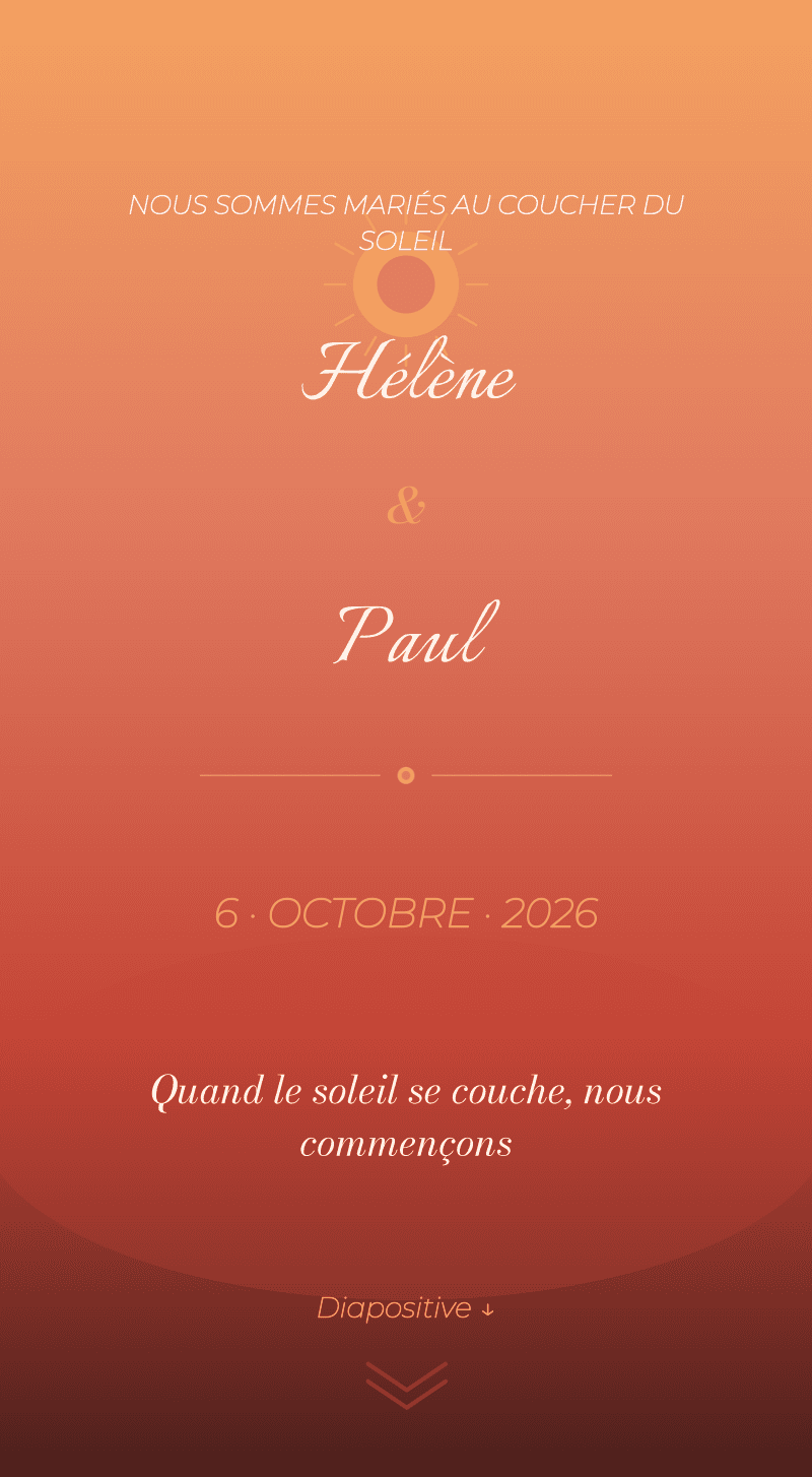 Mariage — Coucher de soleil — Couverture