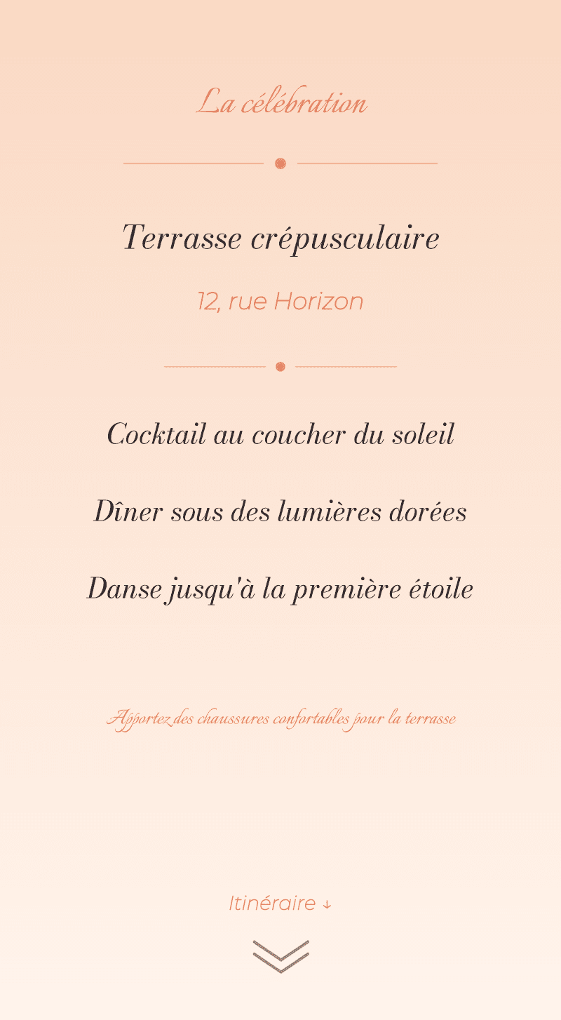 Mariage — Coucher de soleil — La célébration