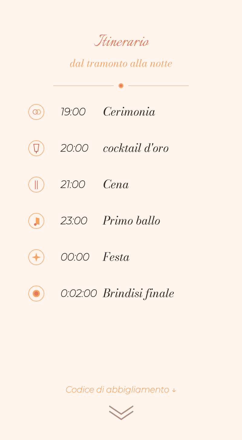Matrimonio: tramonto — Itinerario