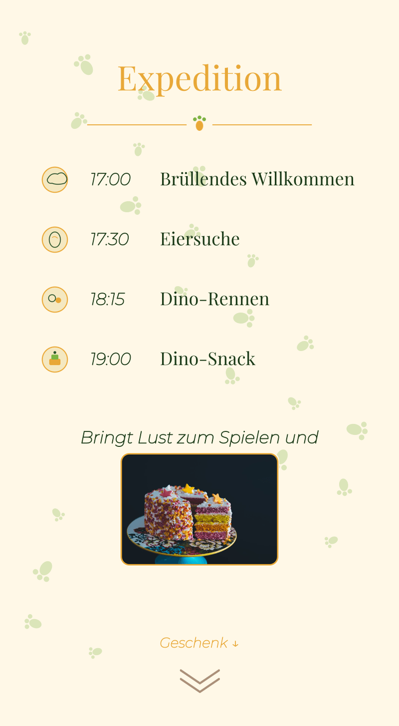 Geburtstag — Dinosaurier — Ablauf und Snack