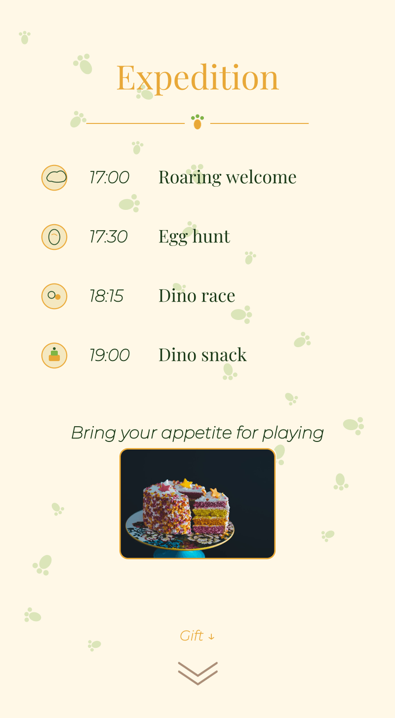 Birthday — Dinosaur — Plan and snack