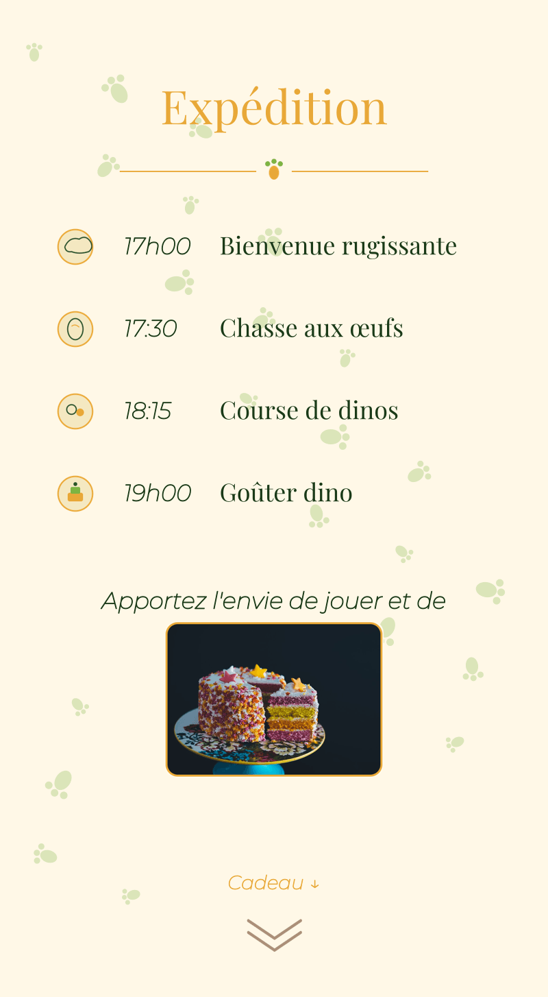 Anniversaire — Dinosaure — Programme et goûter