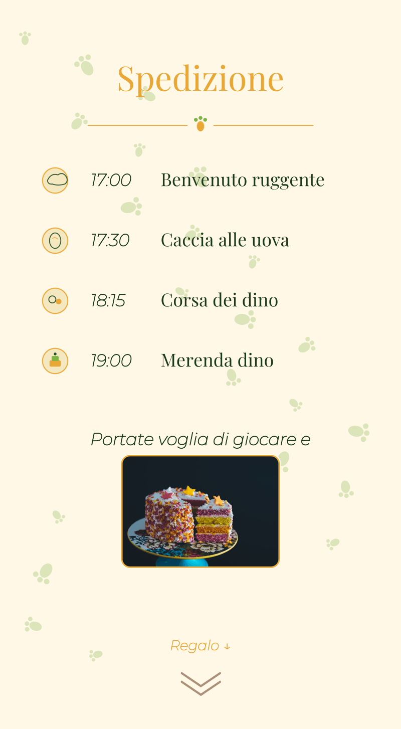 Compleanno — Dinosauro — Programma e merenda