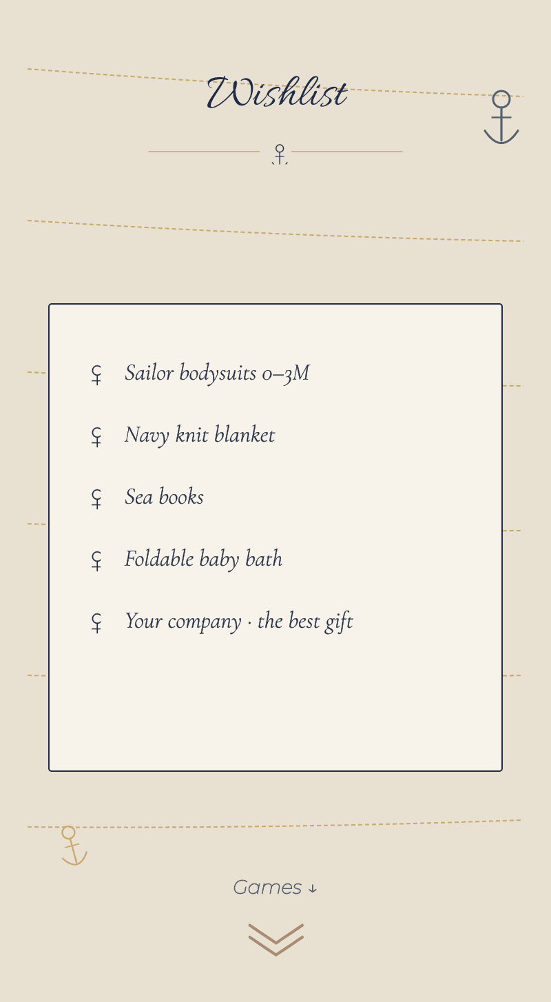 Baby Shower — Baby Sailor — Wishlist