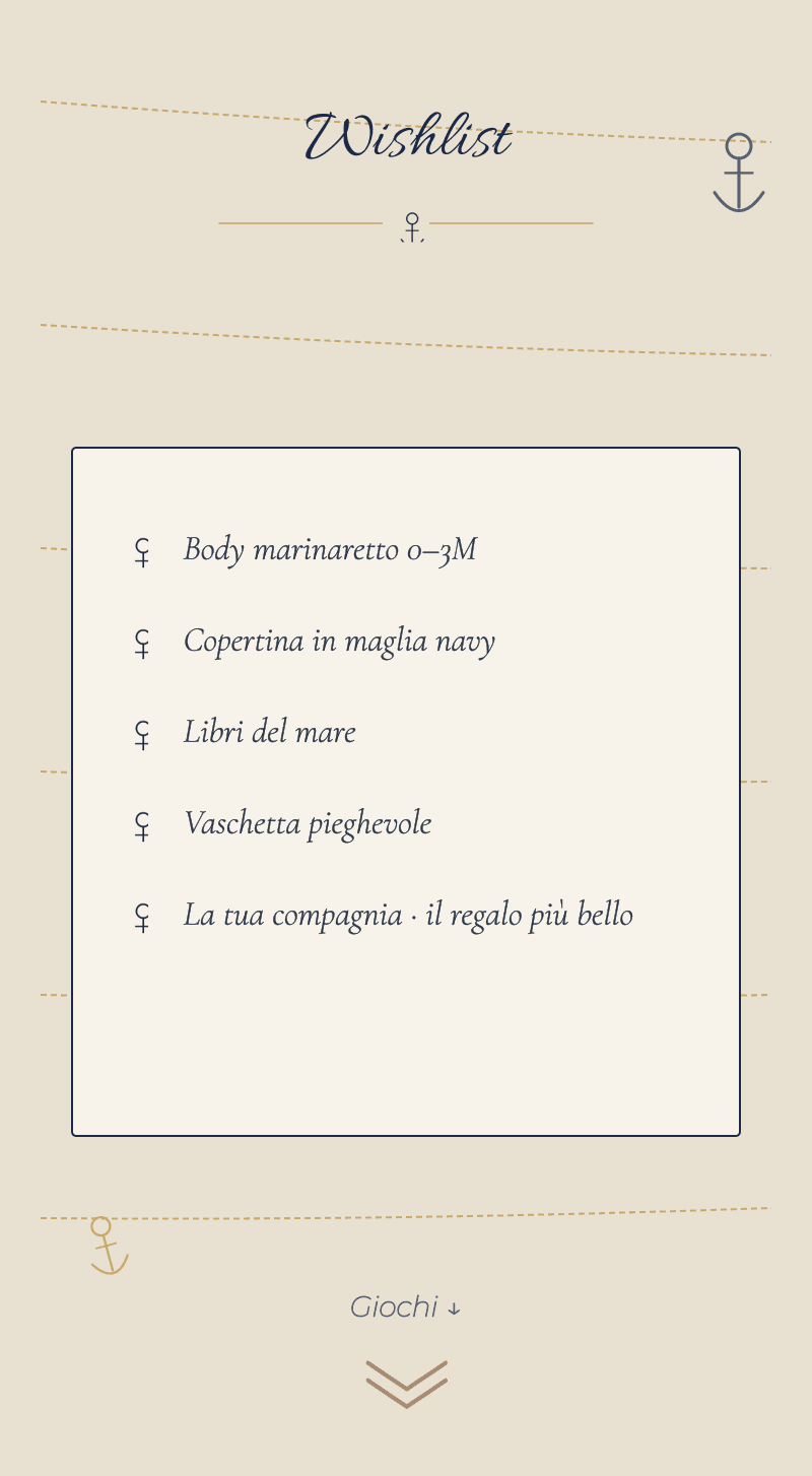 Baby Shower — Piccolo Marinaio — Wishlist